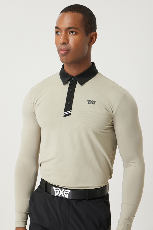 SUMMER COLOR BLOCKED COOL SLEEVE COLLAR LONG-SLEEVE
