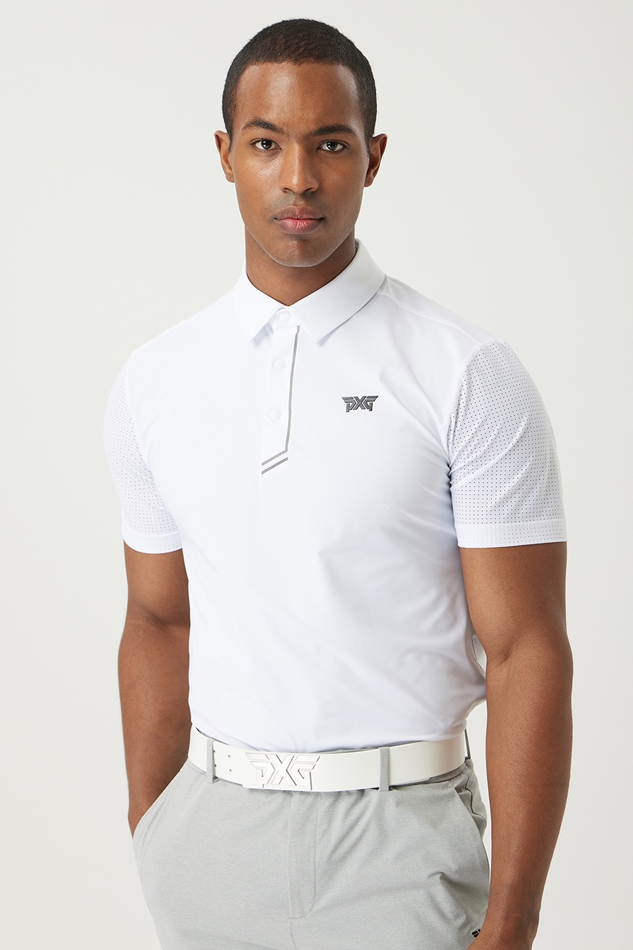 SUMMER ESSENTIAL PERFORATED COLLAR SHORT-SLEEVE