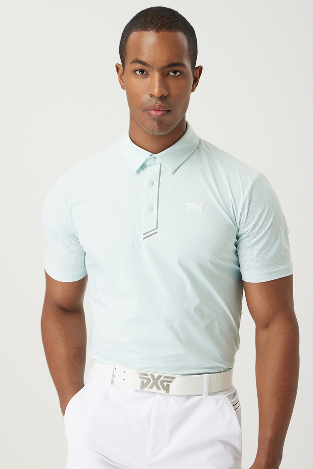 SUMMER ESSENTIAL PERFORATED COLLAR SHORT-SLEEVE