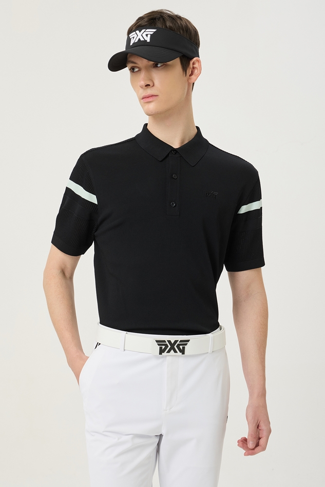 SUMMER LINE POINT COLLARED SHORT SLEEVE KNIT