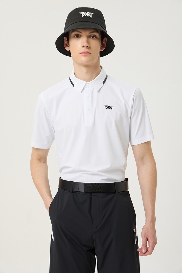 SUMMER LINE POINT PERFORATED COLLAR SHORT-SLEEVE