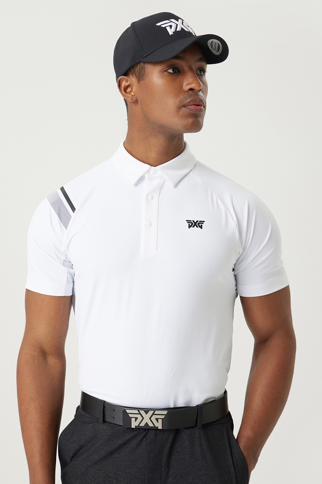 SUMMER SHOULDER POINT PERFORATED COLLAR SHORT-SLEEVE