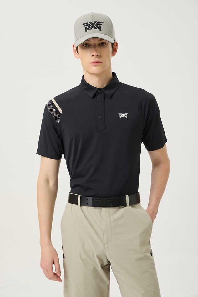 SUMMER SHOULDER POINT PERFORATED COLLAR SHORT-SLEEVE