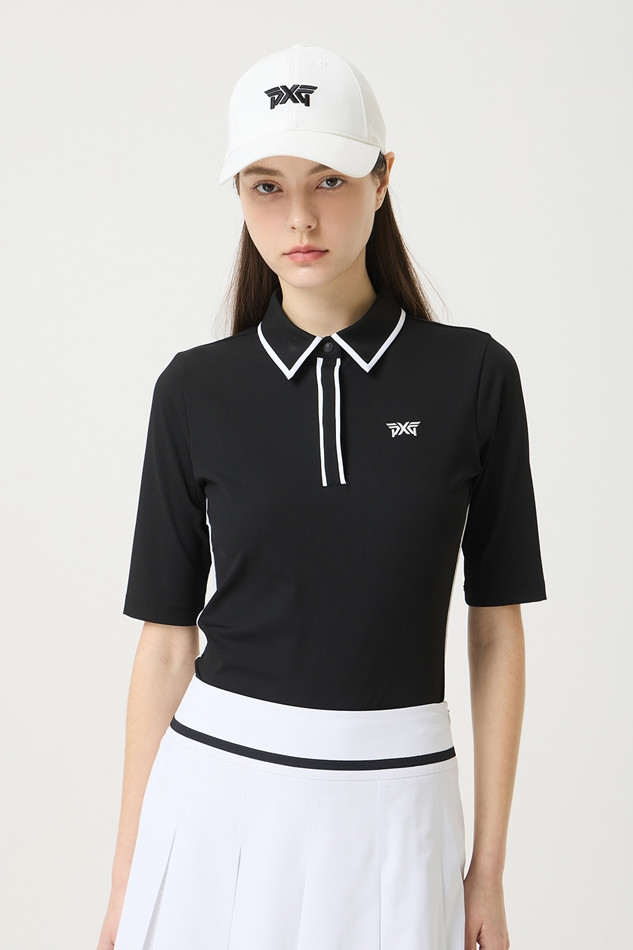 WOMENS SUMMER BASIC COLLARED SHORT-SLEEVE