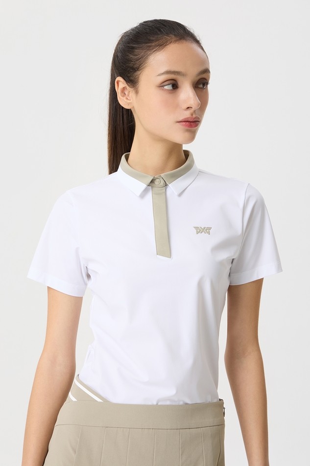 WOMENS SUMMER BASIC COLLARED SHORT-SLEEVE