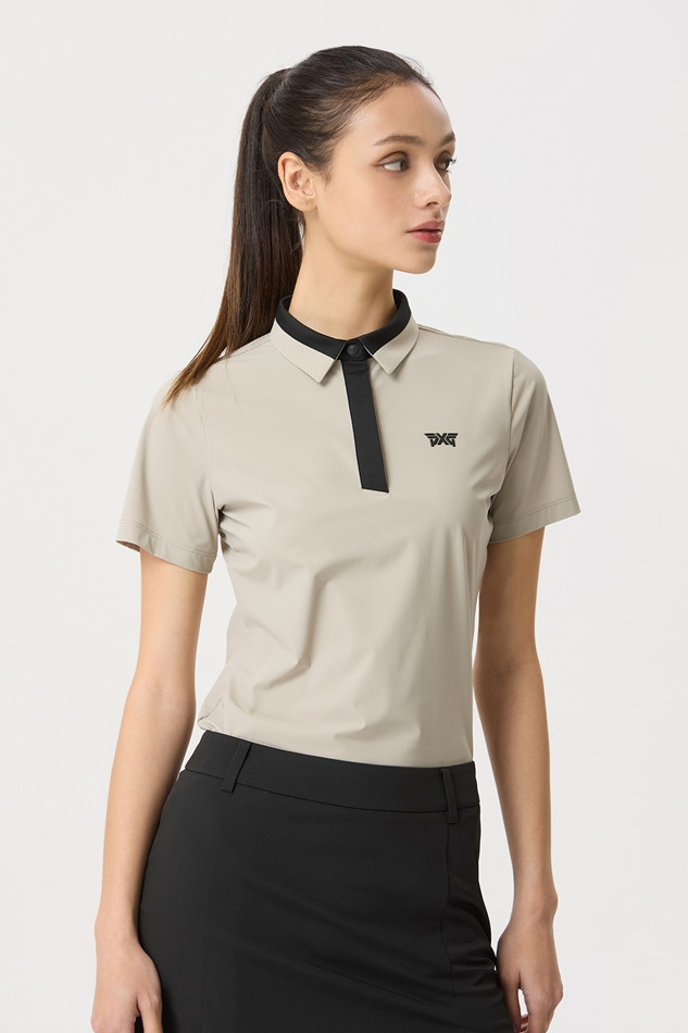WOMENS SUMMER BASIC COLLARED SHORT-SLEEVE