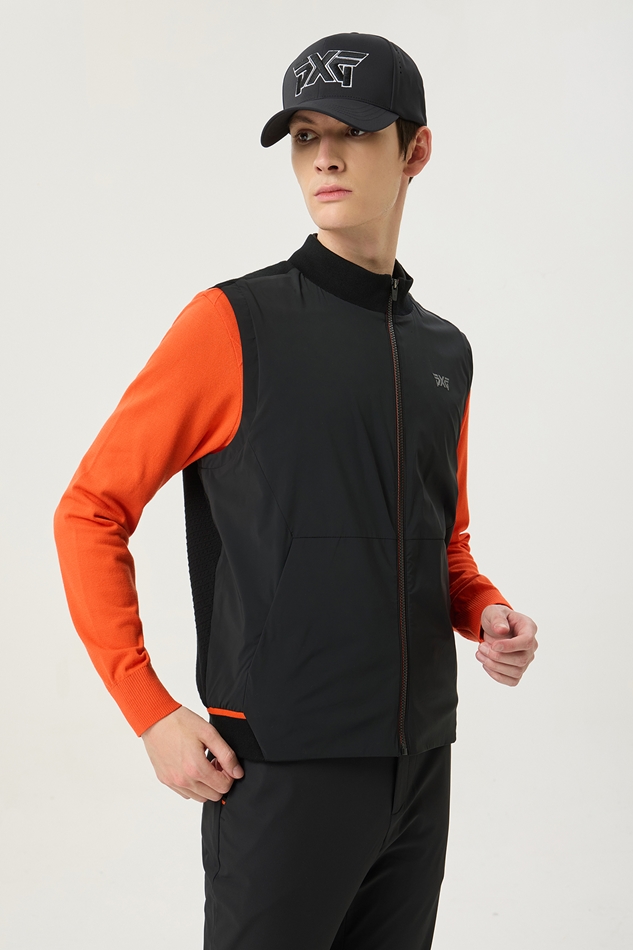 FULL ZIP-UP HYBRID KNIT VEST