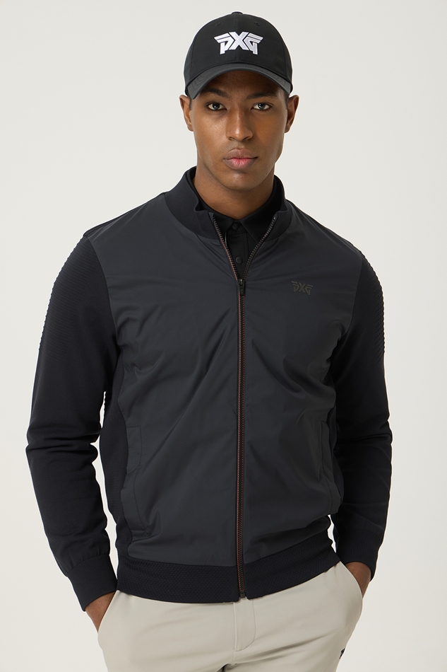 FULL ZIP-UP HYBRID KNIT JACKET