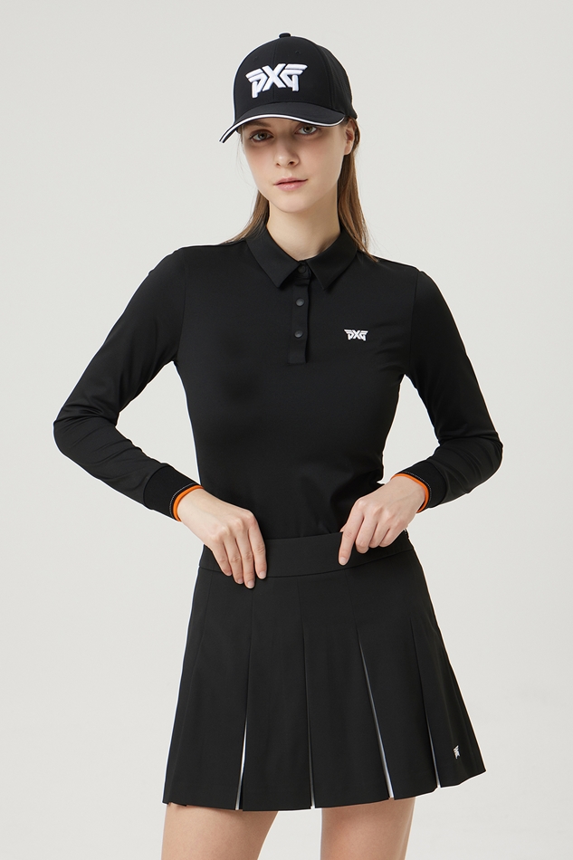 WOMENS BUTTON COLLAR LONG-SLEEVE