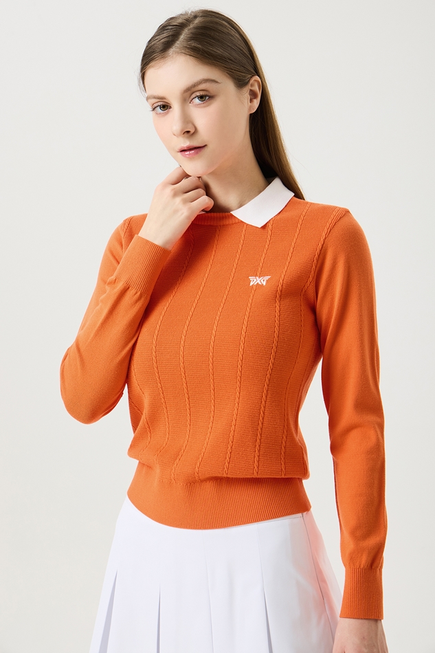 WOMENS PATTERN ROUND NECK SWEATER