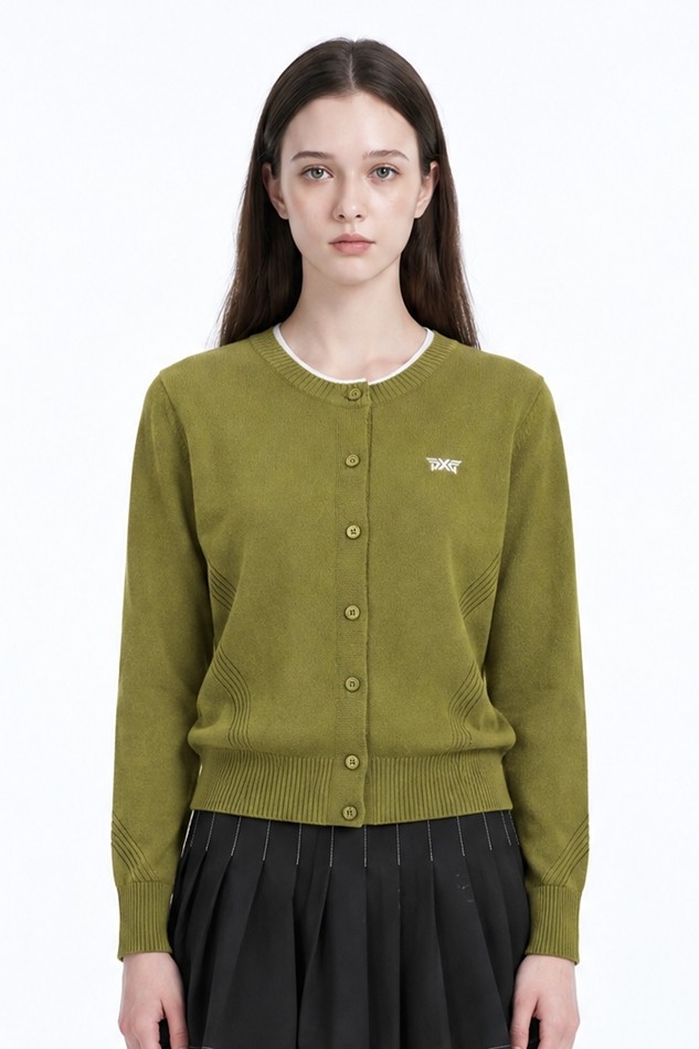 WOMEN CASHMERE CARDIGAN PKFCW430808 MOSS GREEN 상품 이미지 1