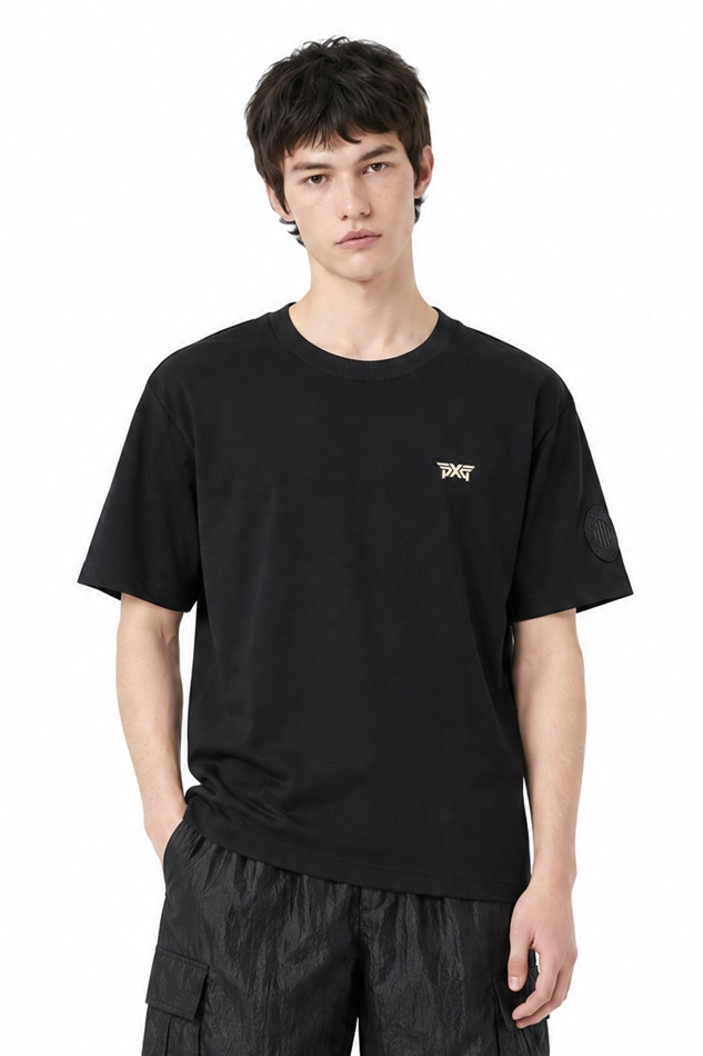 MEN LOGO ROUND SHORT SLEEVE PKFPM120121 BLACK 상품 이미지 1
