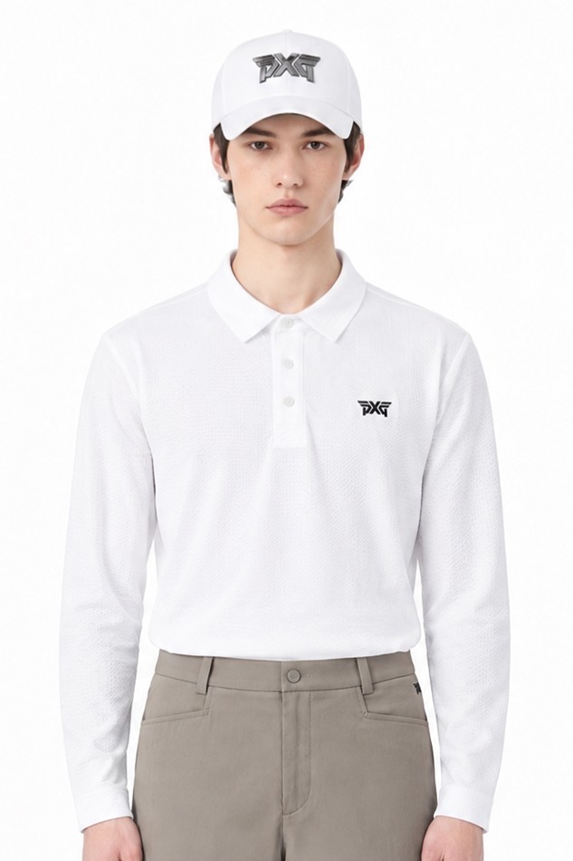 MEN TEXTURED COLLAR LONG SLEEVE PKFPM210501 WHITE 상품 이미지 1