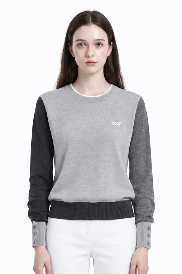WOMEN TEXTURE MIX SWEATER PKFPW410412 M/GREY 상품 이미지 1