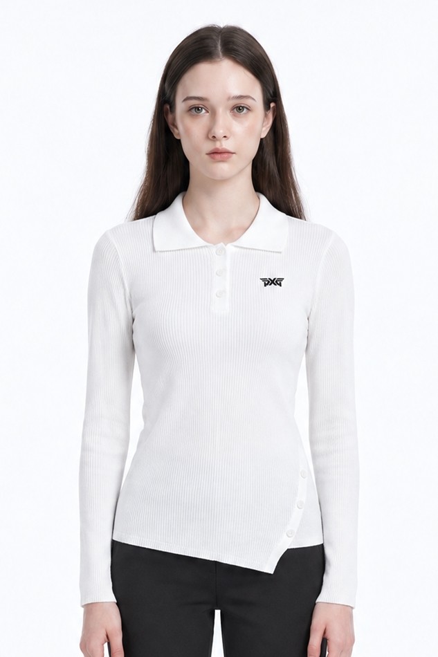 WOMEN RIBBED COLLAR SWEATER PKFPW410501 WHITE 상품 이미지 1