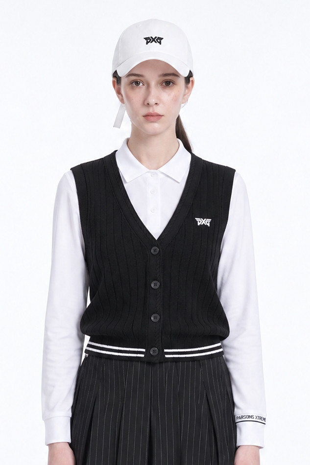 WOMEN OPEN FRONT KNIT VEST PKFPW420221 BLACK 상품 이미지 1