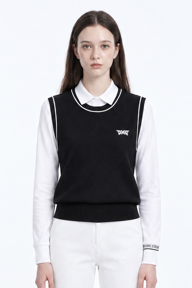 WOMEN BASIC SWEATER VEST PKFPW420321 BLACK 상품 이미지 1