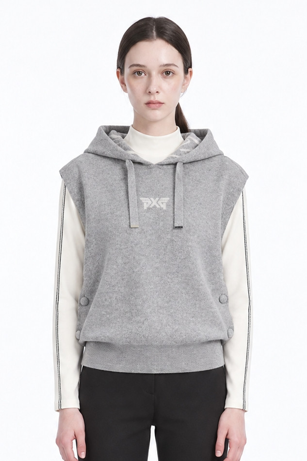 WOMEN HOODED KNIT VEST PKFPW420712 M/GREY 상품 이미지 1