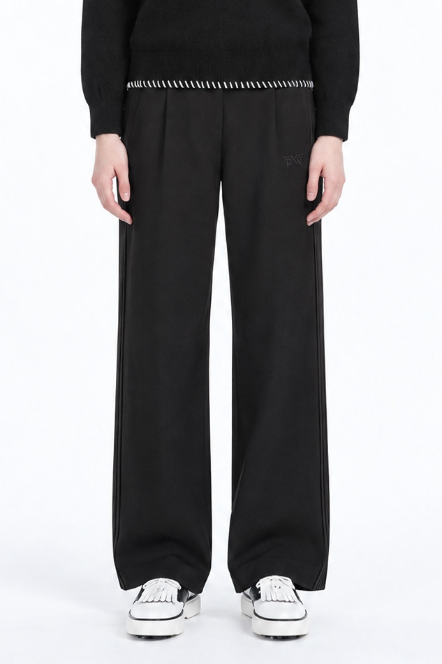 WOMEN SIDE PLEAT WIDE PANTS PKFPW510721 BLACK 상품 이미지 1
