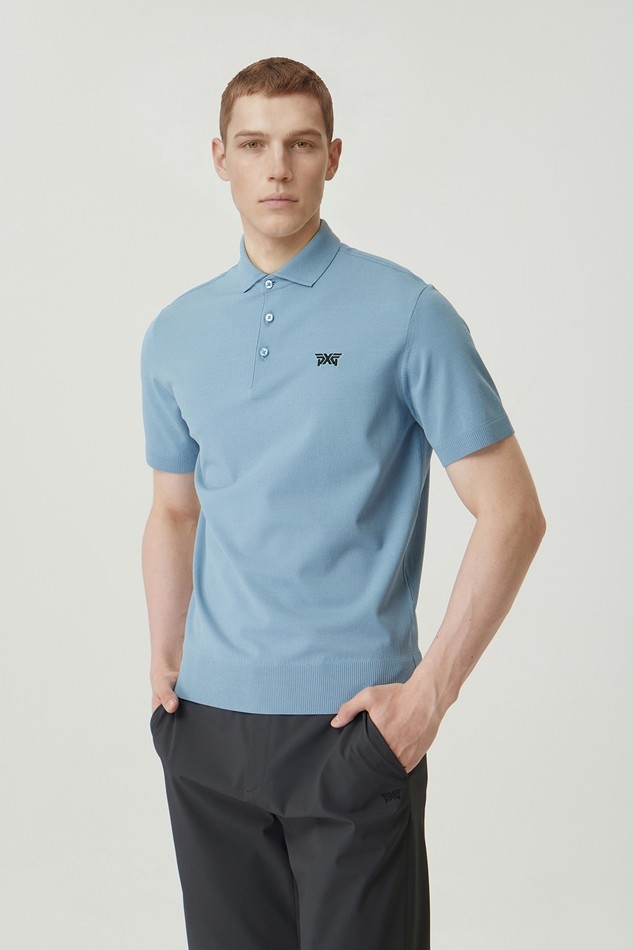 MEN ESSENTIAL SHORT SLEEVE COLLAR SWEATER