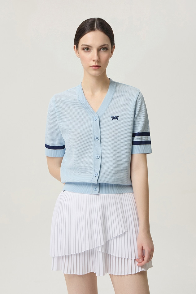 WOMEN SHORT SLEEVE KNIT CARDIGAN