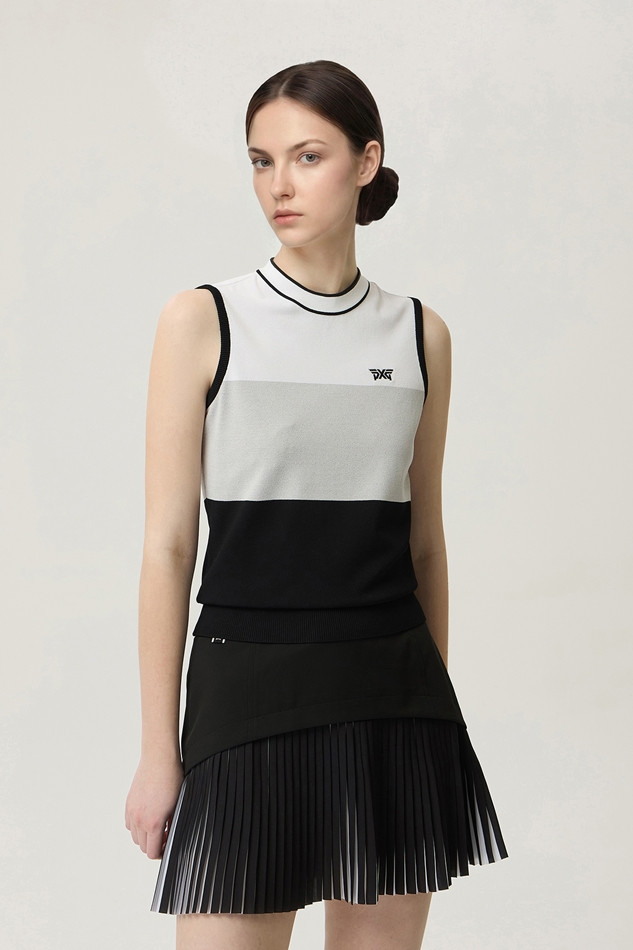 WOMEN COLOR BLOCK KNIT SLEEVELESS