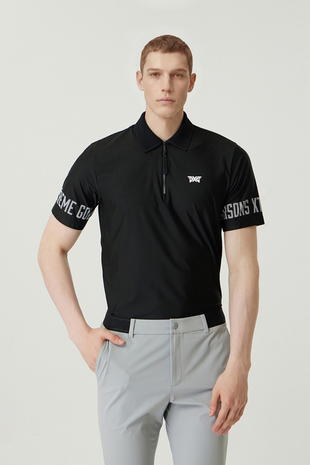 MEN LETTERING LOGO POINT COLLAR SHORT SLEEVE