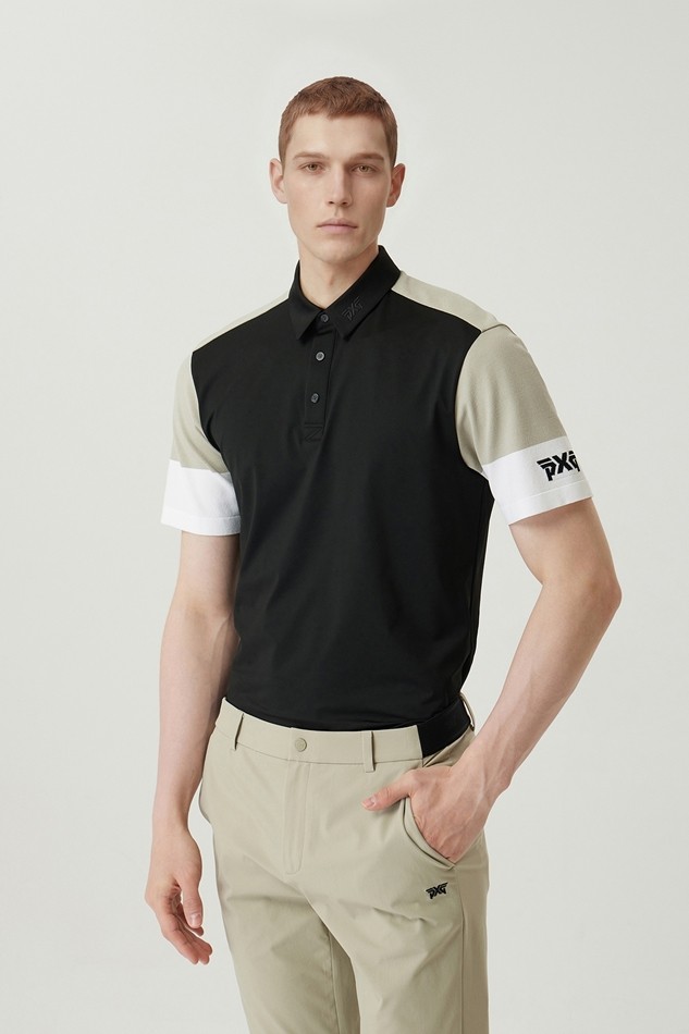 MEN KNIT-SLEEVE COLLAR SHORT SLEEVE