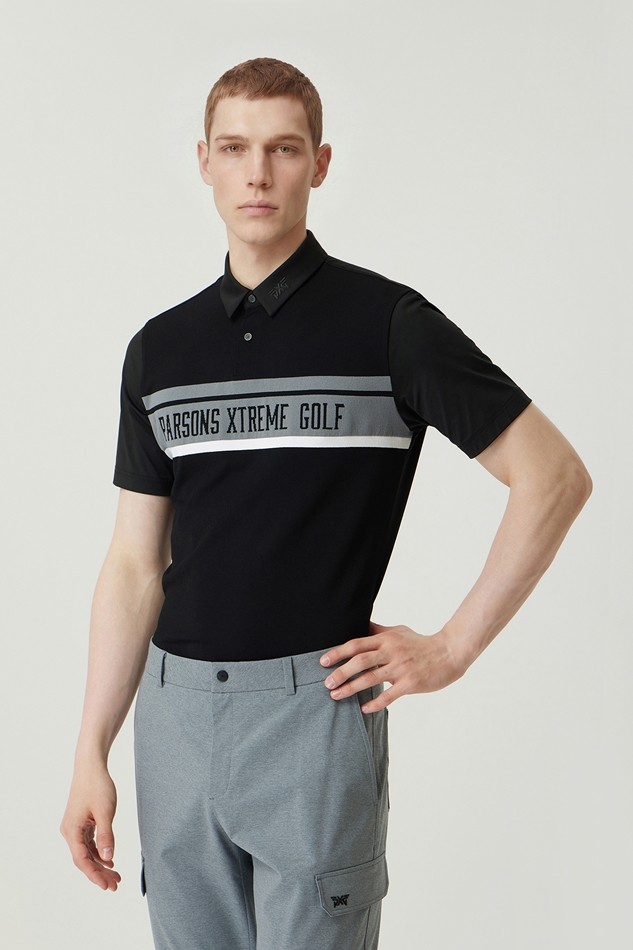 MEN KNIT HYBRID COLLAR SHORT SLEEVE