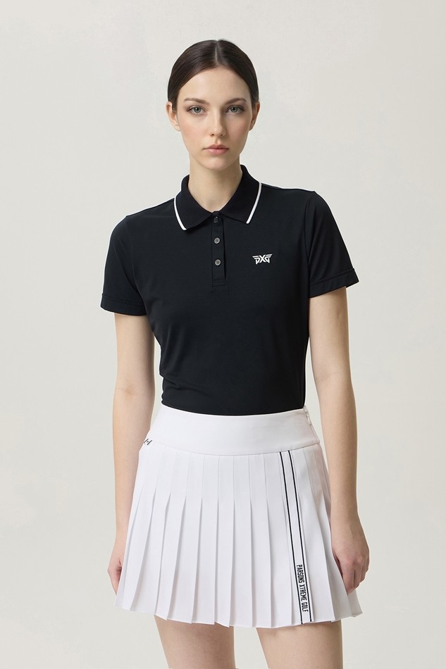 WOMEN BASIC COLLARED SHORT SLEEVE