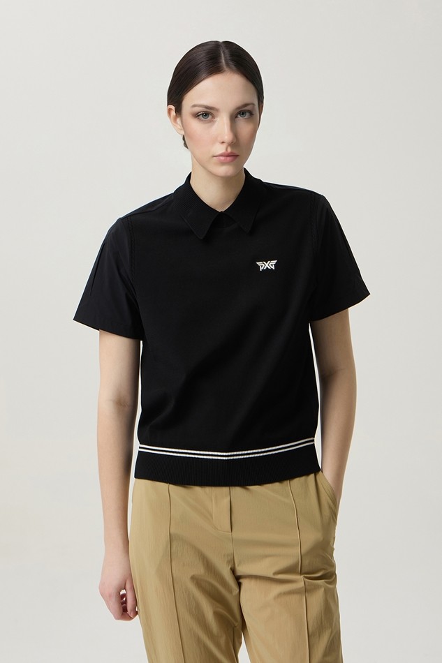 WOMEN SHORT SLEEVE HYBRID SWEATER