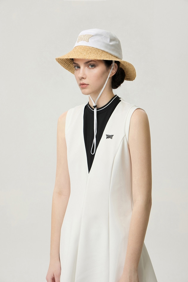 WOMEN COLORBLOCK RAFFIA HAT