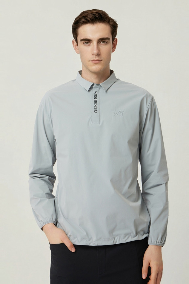 MEN WOVEN LOOSE FIT COLLAR LONG SLEEVE