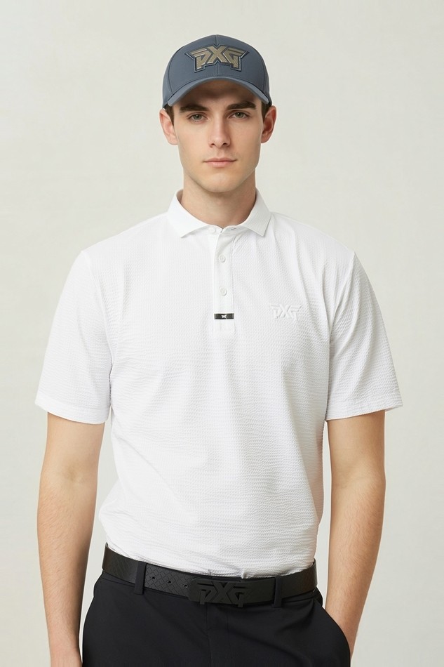MEN NEW TEXTURED COLLAR SHORT SLEEVE