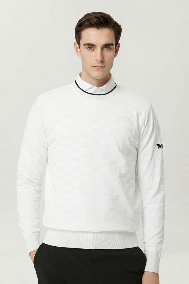 MEN JACQUARD ROUND NECK SWEATER