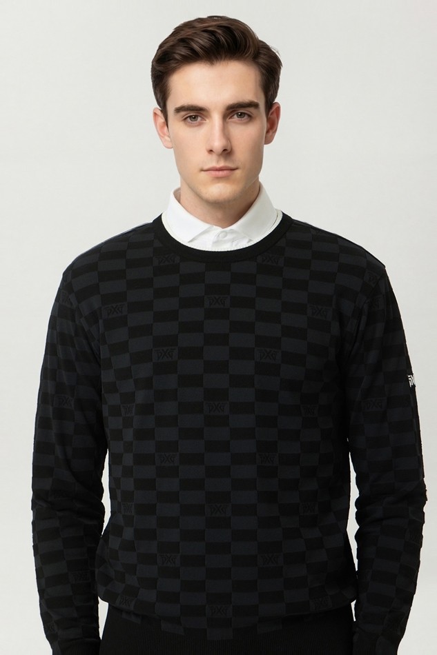 MEN JACQUARD ROUND NECK SWEATER