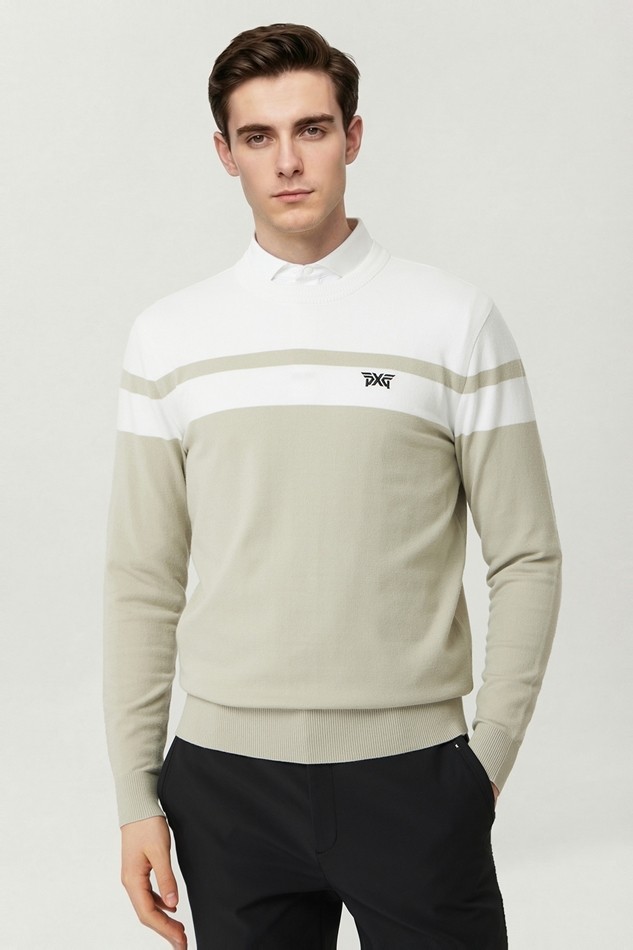 MEN COLOR BLOCKED ROUND NECK SWEATER