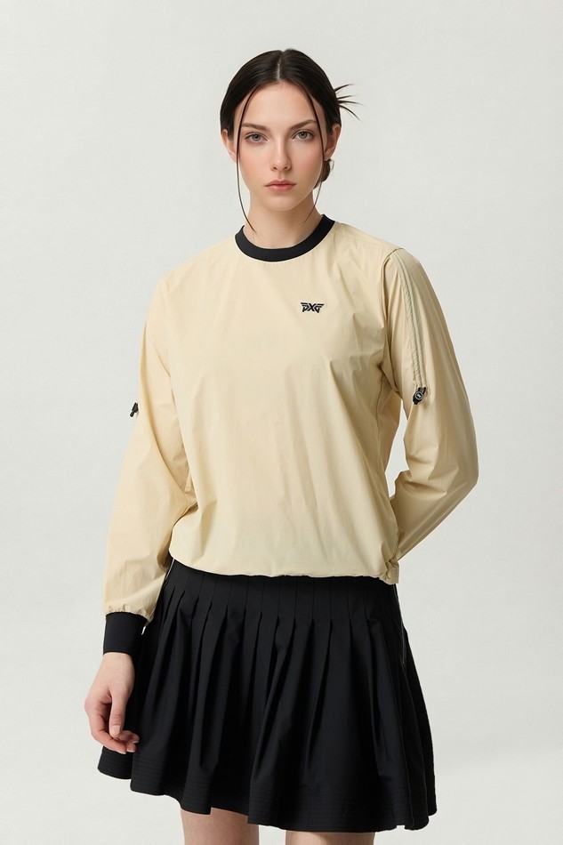 WOMEN WOVEN ROUND NECK LONG SLEEVE