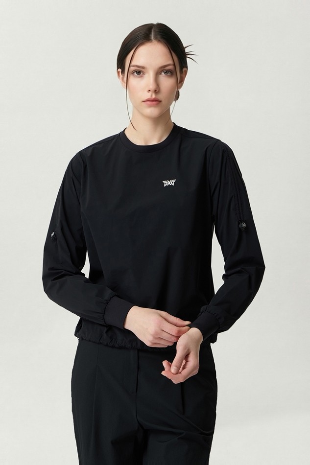 WOMEN WOVEN ROUND NECK LONG SLEEVE