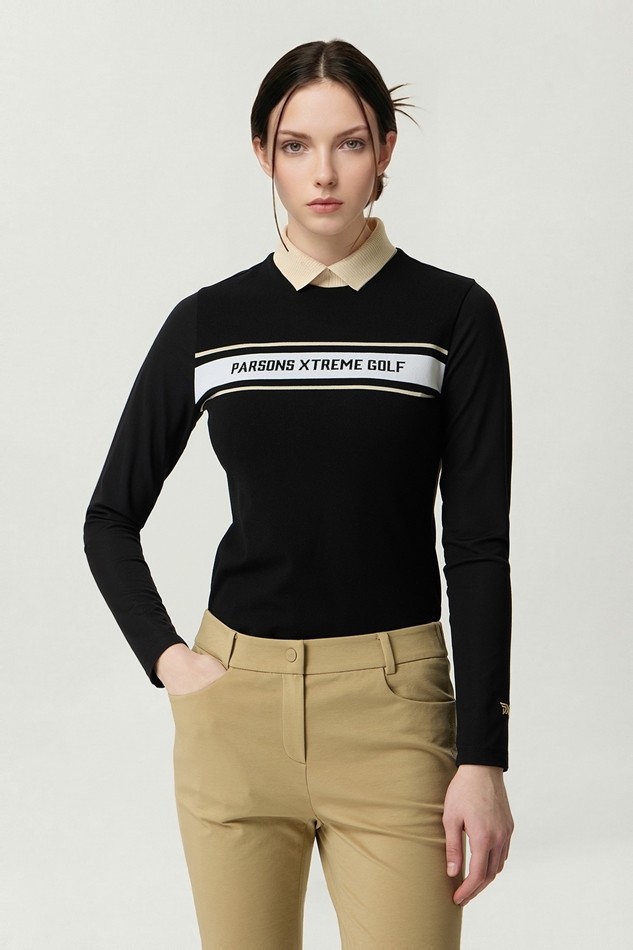 WOMEN LOGO POINT COLLARED LONG SLEEVE