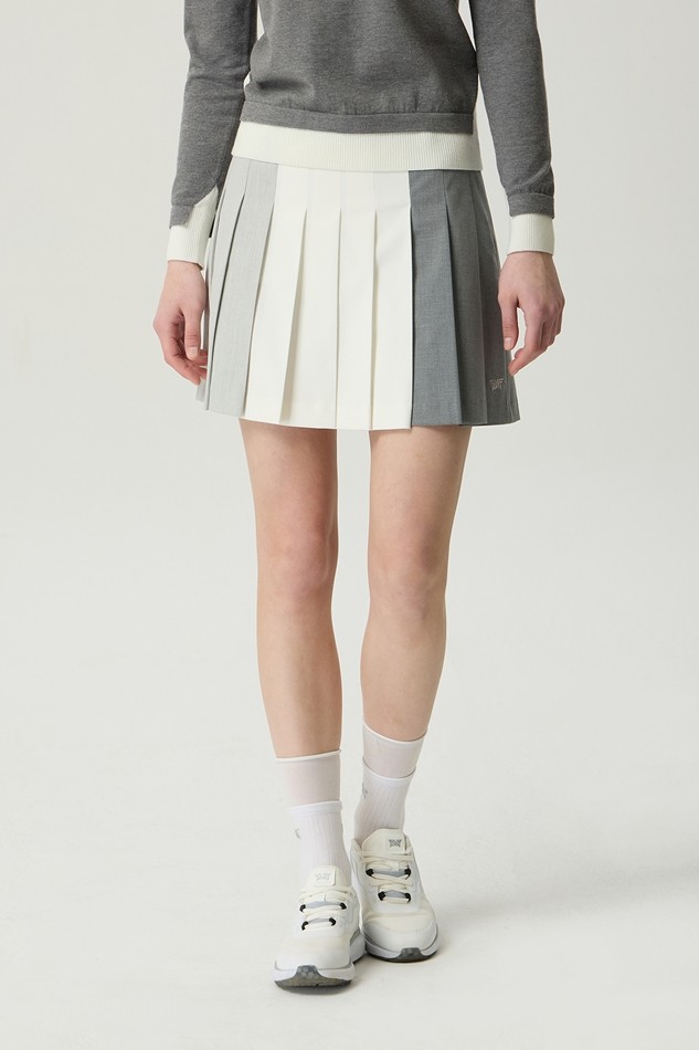 WOMEN TRICOLOR PLEATED SKIRTS