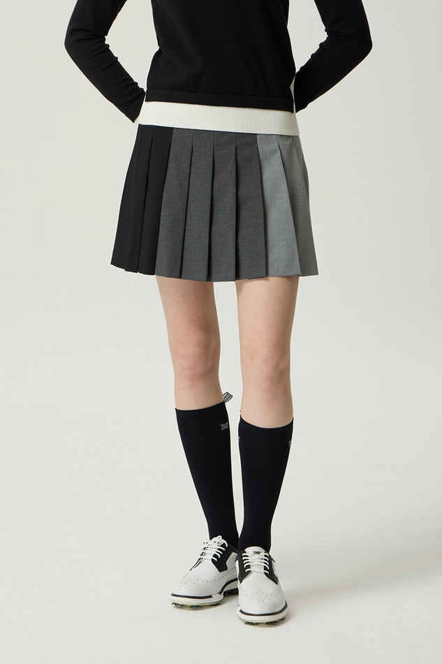 WOMEN TRICOLOR PLEATED SKIRTS