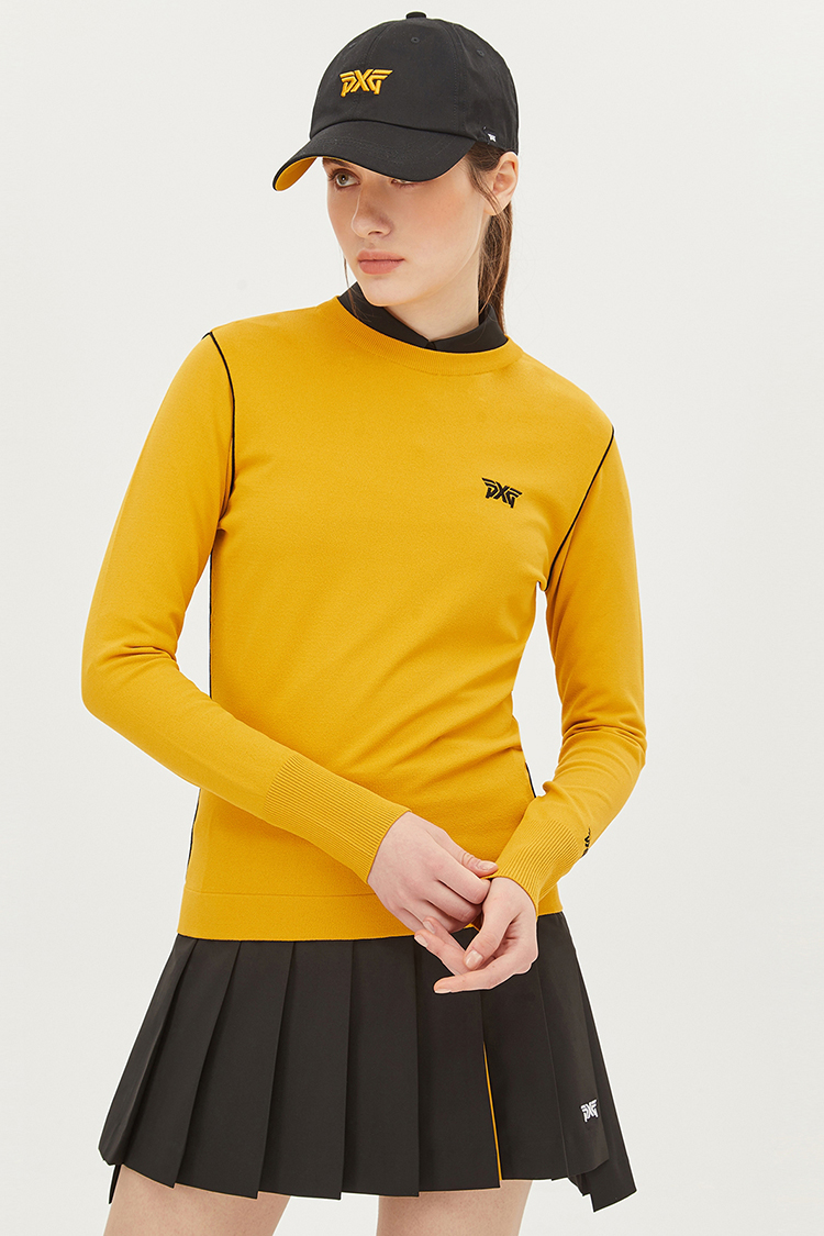 WOMEN SOLID BASIC ROUND PULLOVER KNIT