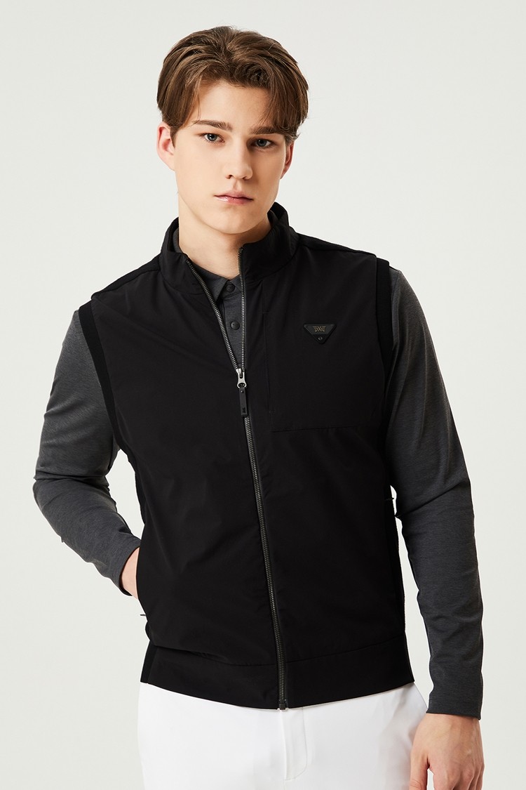 FULL ZIP-UP HYBRID KNIT VEST