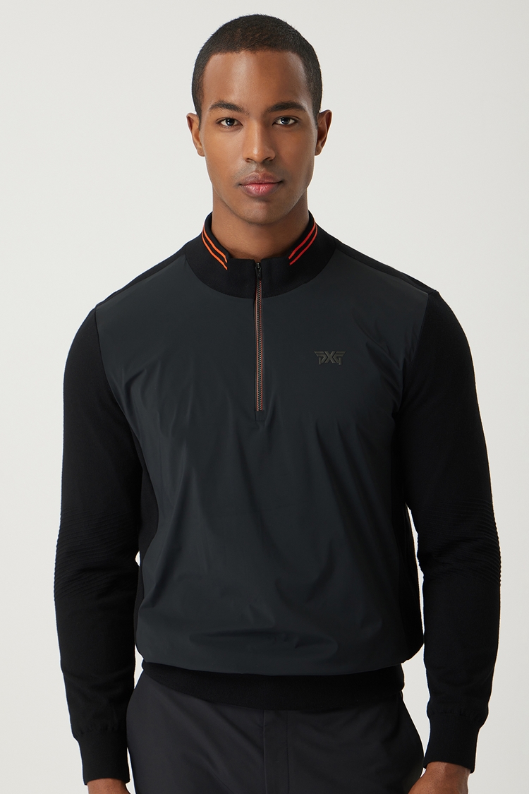 HALF ZIP-UP HYBRID KNIT