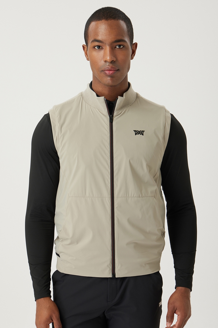 FULL ZIP-UP HYBRID KNIT VEST