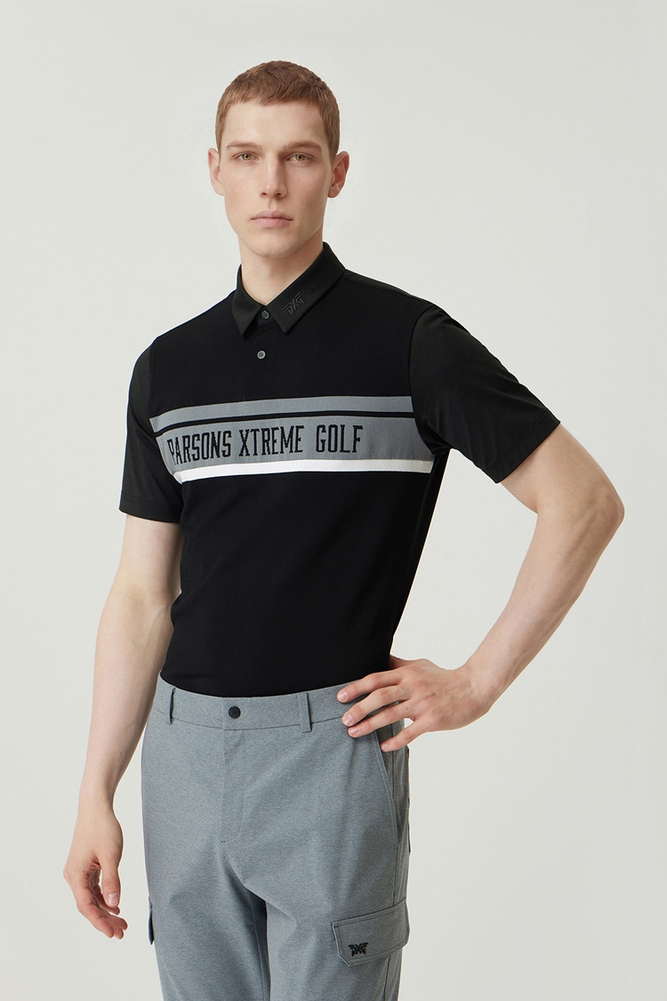 MEN KNIT HYBRID COLLAR SHORT SLEEVE