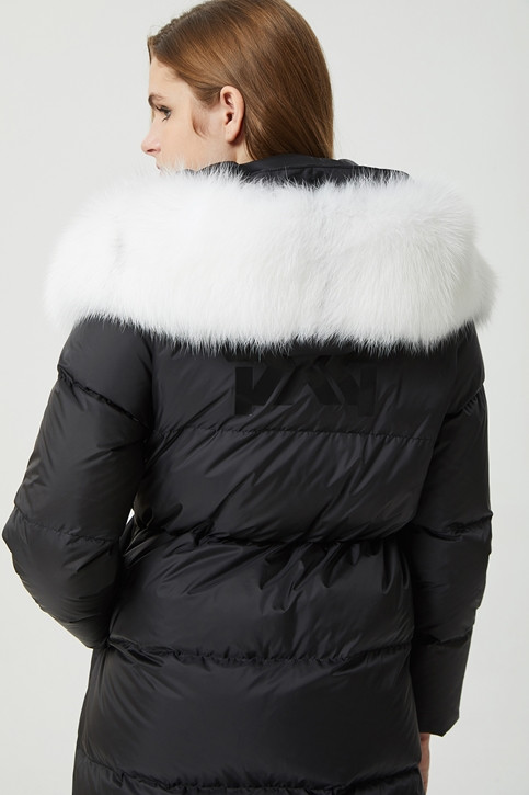 WOMEN WINTER FOX FUR HOOD LONG DOWN JUMPER