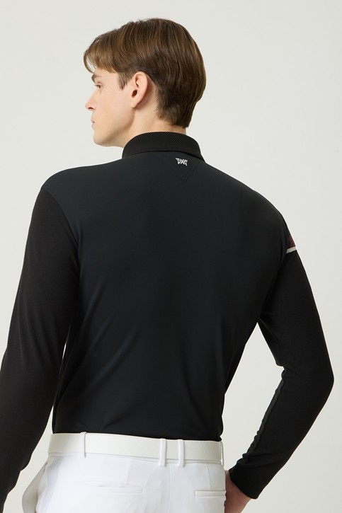 KNIT HYBRID COLLAR LONG-SLEEVE