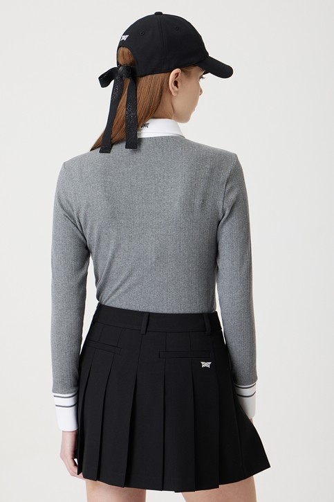 WOMEN TEXTURED COLLAR LONG-SLEEVE